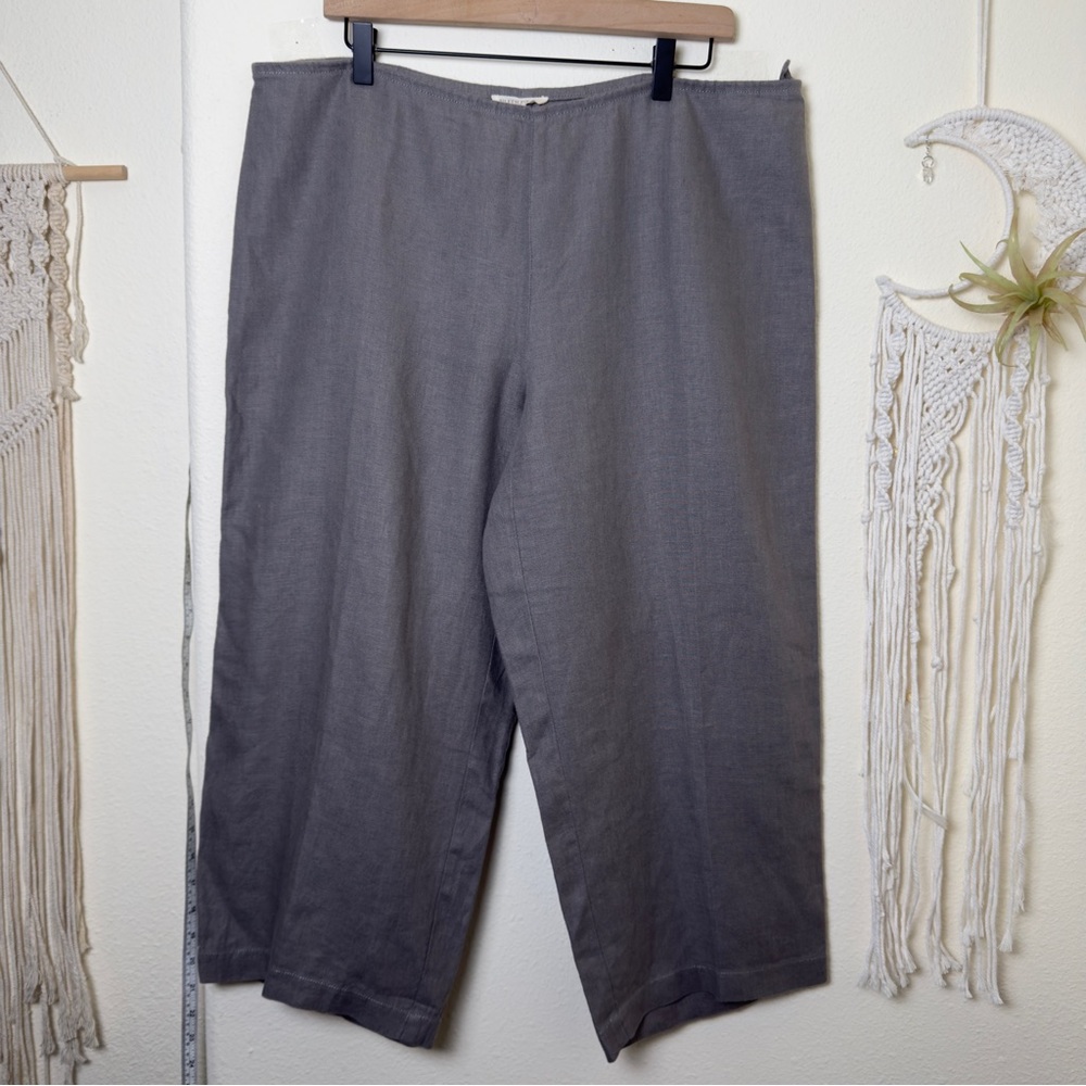Eileen Fisher grey linen cropped pants